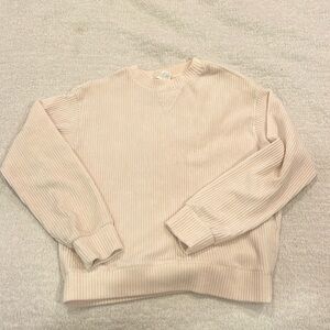Cream velvety corduroy crewneck